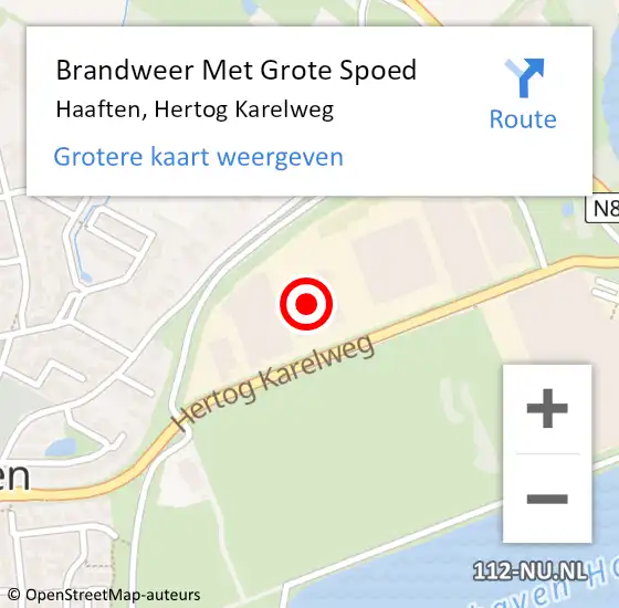 Locatie op kaart van de 112 melding: Brandweer Met Grote Spoed Naar Haaften, Hertog Karelweg op 10 mei 2022 09:18