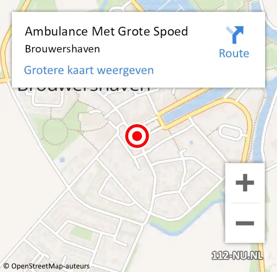 Locatie op kaart van de 112 melding: Ambulance Met Grote Spoed Naar Brouwershaven op 10 mei 2022 09:25