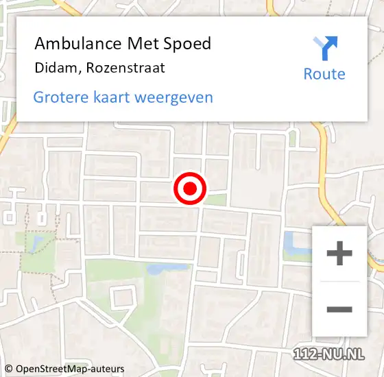 Locatie op kaart van de 112 melding: Ambulance Met Spoed Naar Didam, Rozenstraat op 10 mei 2022 09:51