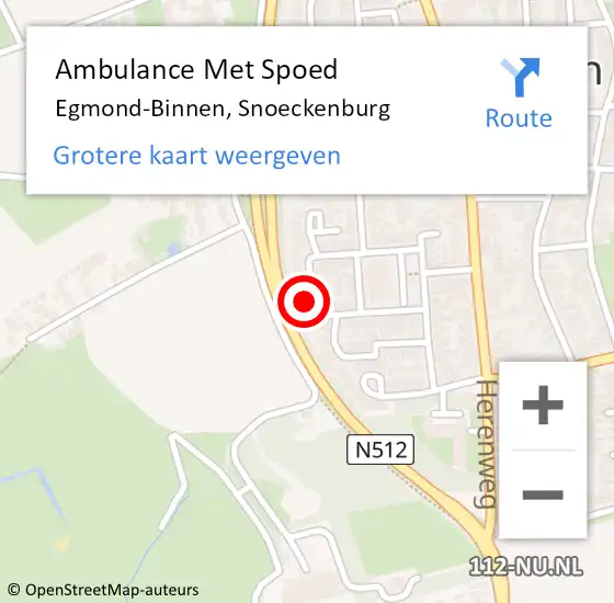 Locatie op kaart van de 112 melding: Ambulance Met Spoed Naar Egmond-Binnen, Snoeckenburg op 10 mei 2022 10:00
