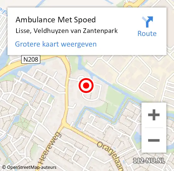 Locatie op kaart van de 112 melding: Ambulance Met Spoed Naar Lisse, Veldhuyzen van Zantenpark op 10 mei 2022 10:22