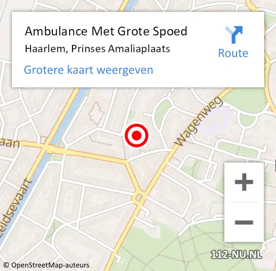 Locatie op kaart van de 112 melding: Ambulance Met Grote Spoed Naar Haarlem, Prinses Amaliaplaats op 10 mei 2022 10:24