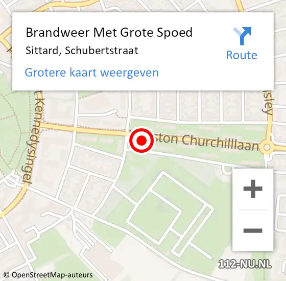 Locatie op kaart van de 112 melding: Brandweer Met Grote Spoed Naar Sittard, Schubertstraat op 10 mei 2022 10:38