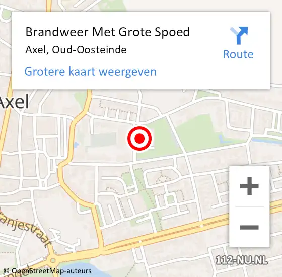 Locatie op kaart van de 112 melding: Brandweer Met Grote Spoed Naar Axel, Oud-Oosteinde op 10 mei 2022 10:43