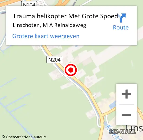 Locatie op kaart van de 112 melding: Trauma helikopter Met Grote Spoed Naar Linschoten, M A Reinaldaweg op 10 mei 2022 10:49