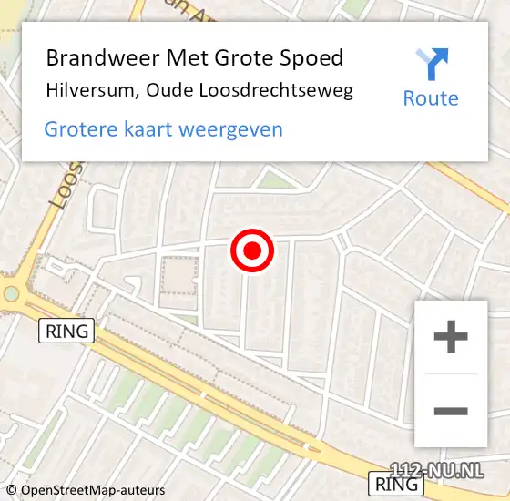 Locatie op kaart van de 112 melding: Brandweer Met Grote Spoed Naar Hilversum, Oude Loosdrechtseweg op 10 mei 2022 10:50