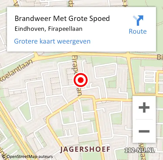 Locatie op kaart van de 112 melding: Brandweer Met Grote Spoed Naar Eindhoven, Firapeellaan op 10 mei 2022 10:51