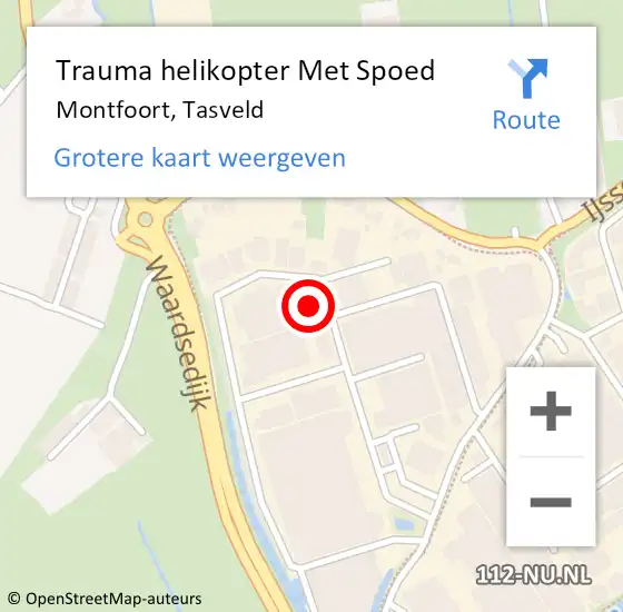 Locatie op kaart van de 112 melding: Trauma helikopter Met Spoed Naar Montfoort, Tasveld op 10 mei 2022 11:07