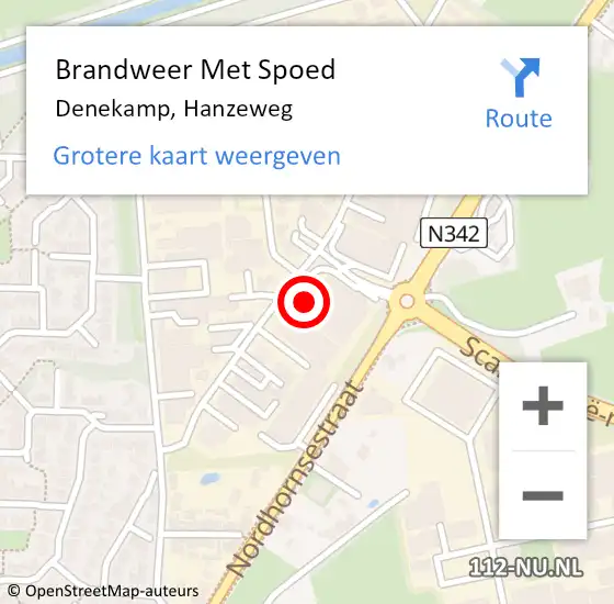 Locatie op kaart van de 112 melding: Brandweer Met Spoed Naar Denekamp, Hanzeweg op 10 mei 2022 11:08