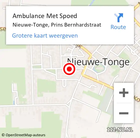 Locatie op kaart van de 112 melding: Ambulance Met Spoed Naar Nieuwe-Tonge, Prins Bernhardstraat op 10 mei 2022 11:36