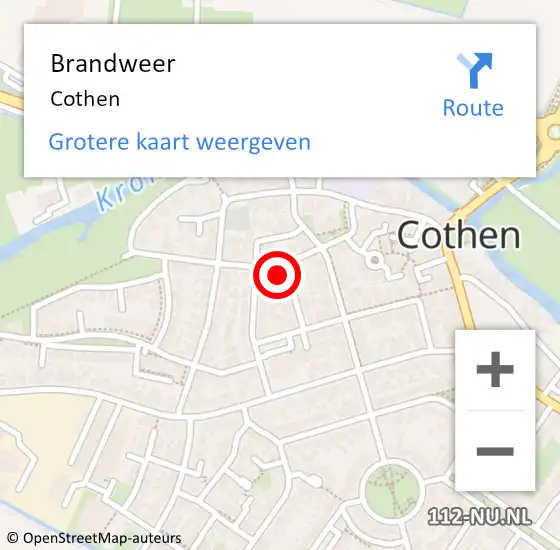 Locatie op kaart van de 112 melding: Brandweer Cothen op 10 mei 2022 11:48