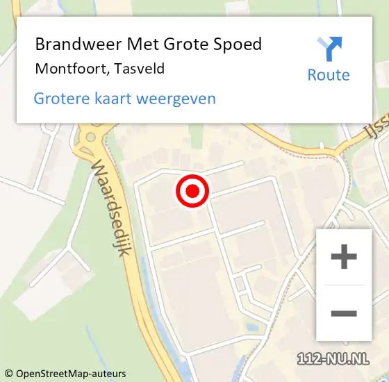 Locatie op kaart van de 112 melding: Brandweer Met Grote Spoed Naar Montfoort, Tasveld op 10 mei 2022 11:50