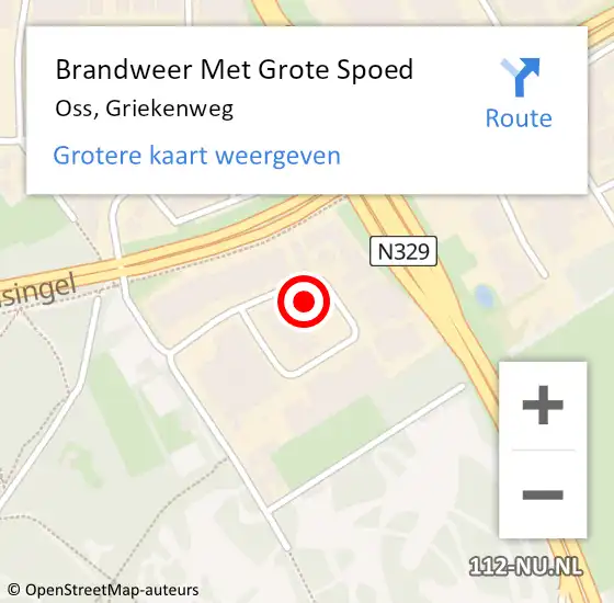 Locatie op kaart van de 112 melding: Brandweer Met Grote Spoed Naar Oss, Griekenweg op 10 mei 2022 12:12