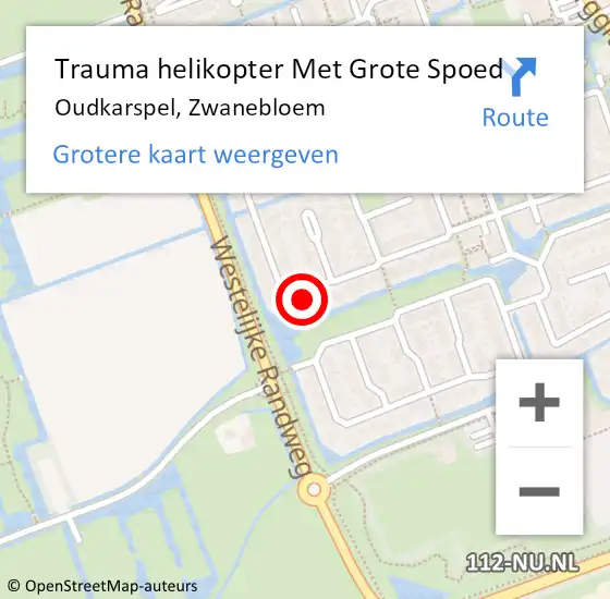 Locatie op kaart van de 112 melding: Trauma helikopter Met Grote Spoed Naar Oudkarspel, Zwanebloem op 10 mei 2022 12:17
