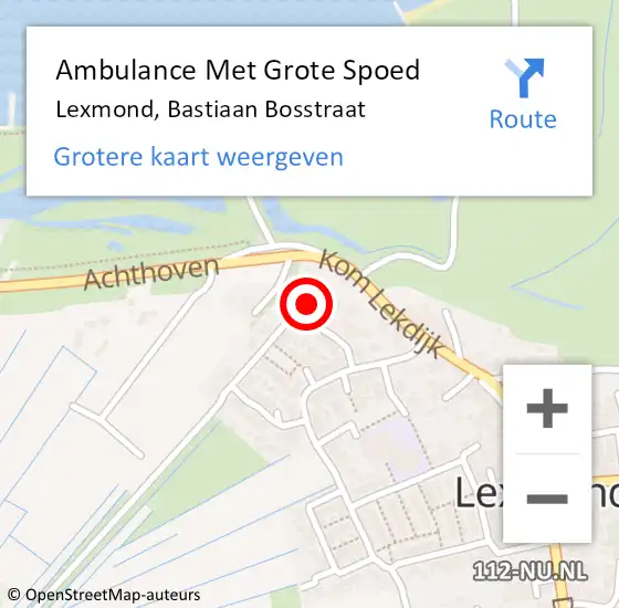 Locatie op kaart van de 112 melding: Ambulance Met Grote Spoed Naar Lexmond, Bastiaan Bosstraat op 10 mei 2022 12:19