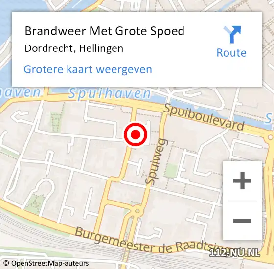 Locatie op kaart van de 112 melding: Brandweer Met Grote Spoed Naar Dordrecht, Hellingen op 10 mei 2022 12:19