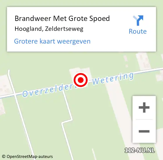 Locatie op kaart van de 112 melding: Brandweer Met Grote Spoed Naar Hoogland, Zeldertseweg op 10 mei 2022 12:20