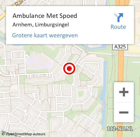 Locatie op kaart van de 112 melding: Ambulance Met Spoed Naar Arnhem, Limburgsingel op 10 mei 2022 12:28