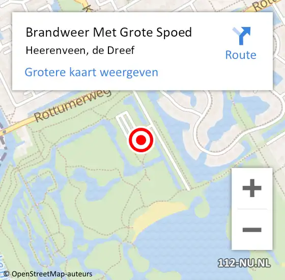 Locatie op kaart van de 112 melding: Brandweer Met Grote Spoed Naar Heerenveen, de Dreef op 10 mei 2022 12:35