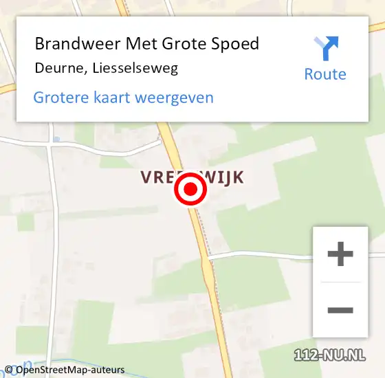 Locatie op kaart van de 112 melding: Brandweer Met Grote Spoed Naar Deurne, Liesselseweg op 10 mei 2022 12:39