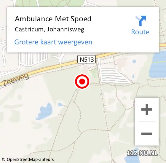 Locatie op kaart van de 112 melding: Ambulance Met Spoed Naar Castricum, Johannisweg op 10 mei 2022 12:53