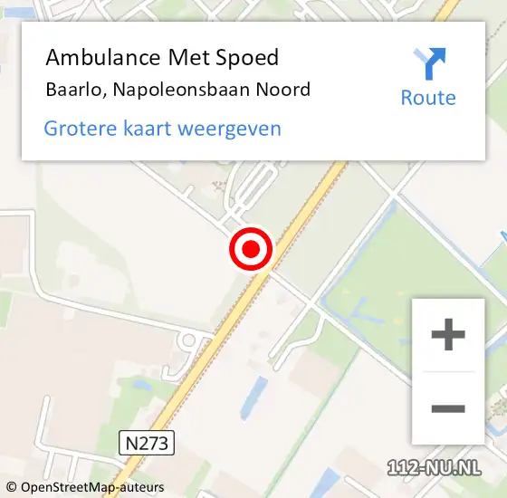 Locatie op kaart van de 112 melding: Ambulance Met Spoed Naar Baarlo, Napoleonsbaan Noord op 16 juli 2014 23:02