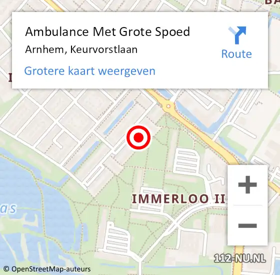 Locatie op kaart van de 112 melding: Ambulance Met Grote Spoed Naar Arnhem, Keurvorstlaan op 10 mei 2022 13:09