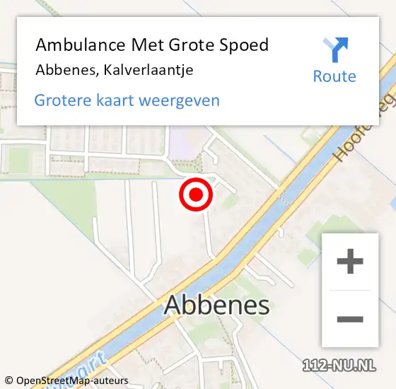 Locatie op kaart van de 112 melding: Ambulance Met Grote Spoed Naar Abbenes, Kalverlaantje op 10 mei 2022 13:15