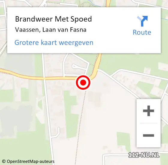 Locatie op kaart van de 112 melding: Brandweer Met Spoed Naar Vaassen, Laan van Fasna op 10 mei 2022 13:22