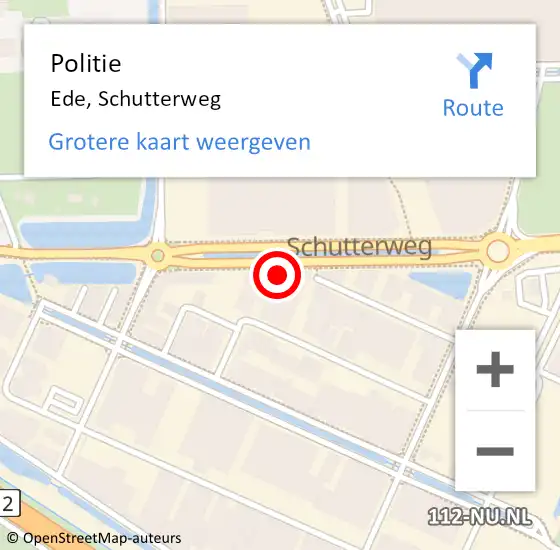 Locatie op kaart van de 112 melding: Politie Ede, Schutterweg op 10 mei 2022 13:29