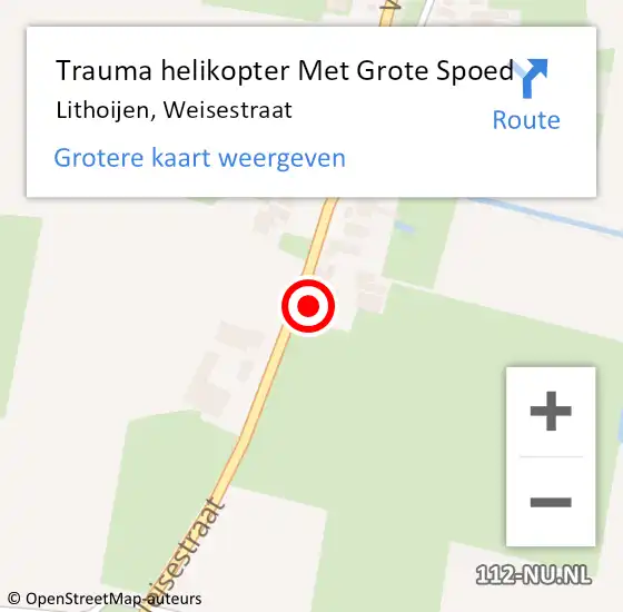 Locatie op kaart van de 112 melding: Trauma helikopter Met Grote Spoed Naar Lithoijen, Weisestraat op 10 mei 2022 13:51