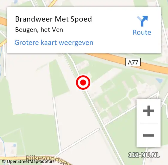 Locatie op kaart van de 112 melding: Brandweer Met Spoed Naar Beugen, het Ven op 10 mei 2022 13:54