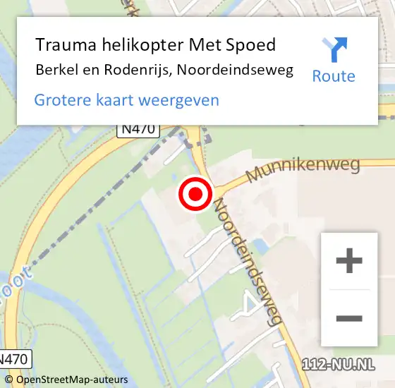 Locatie op kaart van de 112 melding: Trauma helikopter Met Spoed Naar Berkel en Rodenrijs, Noordeindseweg op 10 mei 2022 13:57