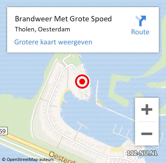 Locatie op kaart van de 112 melding: Brandweer Met Grote Spoed Naar Tholen, Oesterdam op 10 mei 2022 14:14