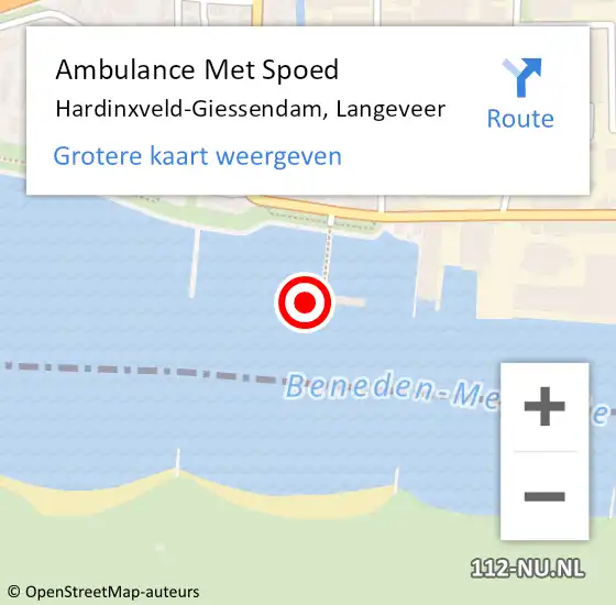 Locatie op kaart van de 112 melding: Ambulance Met Spoed Naar Hardinxveld-Giessendam, Langeveer op 10 mei 2022 14:16