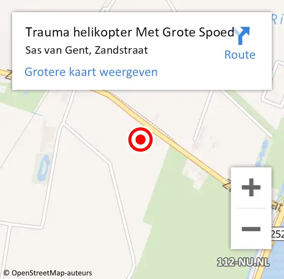 Locatie op kaart van de 112 melding: Trauma helikopter Met Grote Spoed Naar Sas van Gent, Zandstraat op 10 mei 2022 14:47