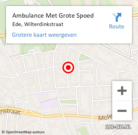 Locatie op kaart van de 112 melding: Ambulance Met Grote Spoed Naar Ede, Wilterdinkstraat op 10 mei 2022 14:53