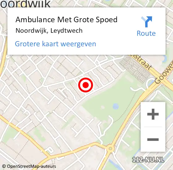 Locatie op kaart van de 112 melding: Ambulance Met Grote Spoed Naar Noordwijk, Leydtwech op 10 mei 2022 14:54