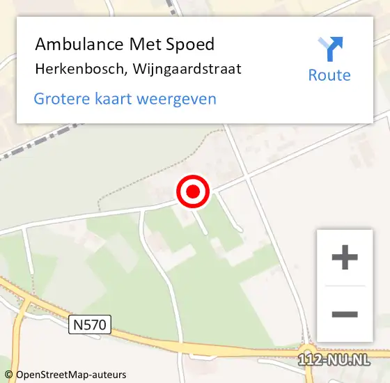 Locatie op kaart van de 112 melding: Ambulance Met Spoed Naar Herkenbosch, Wijngaardstraat op 10 mei 2022 15:00