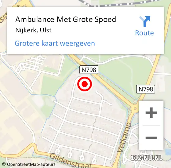 Locatie op kaart van de 112 melding: Ambulance Met Grote Spoed Naar Nijkerk, Ulst op 10 mei 2022 15:37