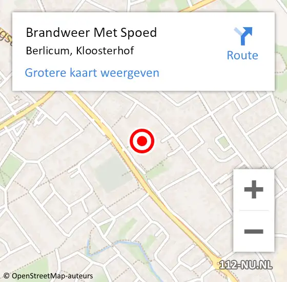 Locatie op kaart van de 112 melding: Brandweer Met Spoed Naar Berlicum, Kloosterhof op 10 mei 2022 15:50