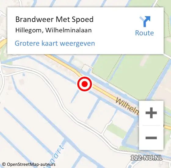 Locatie op kaart van de 112 melding: Brandweer Met Spoed Naar Hillegom, Wilhelminalaan op 10 mei 2022 16:09