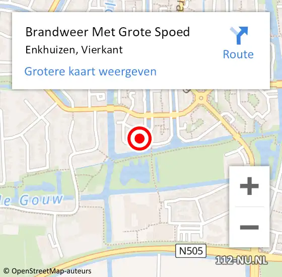 Locatie op kaart van de 112 melding: Brandweer Met Grote Spoed Naar Enkhuizen, Vierkant op 10 mei 2022 16:12