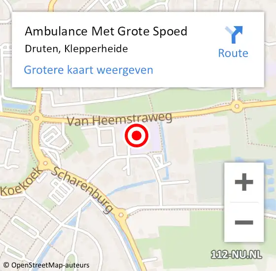 Locatie op kaart van de 112 melding: Ambulance Met Grote Spoed Naar Druten, Klepperheide op 10 mei 2022 16:24