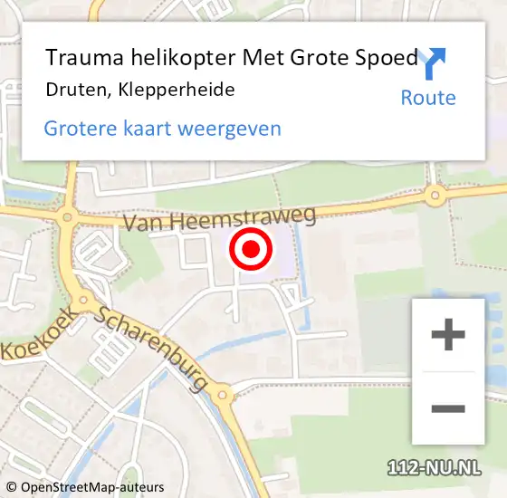 Locatie op kaart van de 112 melding: Trauma helikopter Met Grote Spoed Naar Druten, Klepperheide op 10 mei 2022 16:26