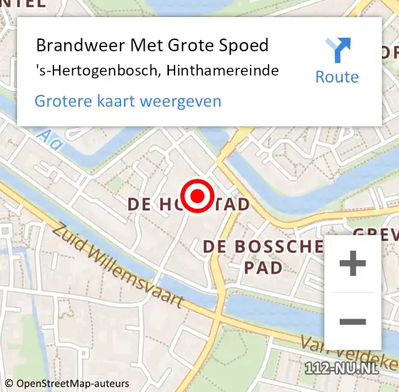 Locatie op kaart van de 112 melding: Brandweer Met Grote Spoed Naar 's-Hertogenbosch, Hinthamereinde op 10 mei 2022 16:39