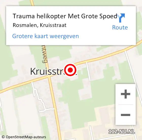 Locatie op kaart van de 112 melding: Trauma helikopter Met Grote Spoed Naar Rosmalen, Kruisstraat op 10 mei 2022 16:50