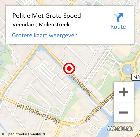 Locatie op kaart van de 112 melding: Politie Met Grote Spoed Naar Veendam, Molenstreek op 10 mei 2022 16:57