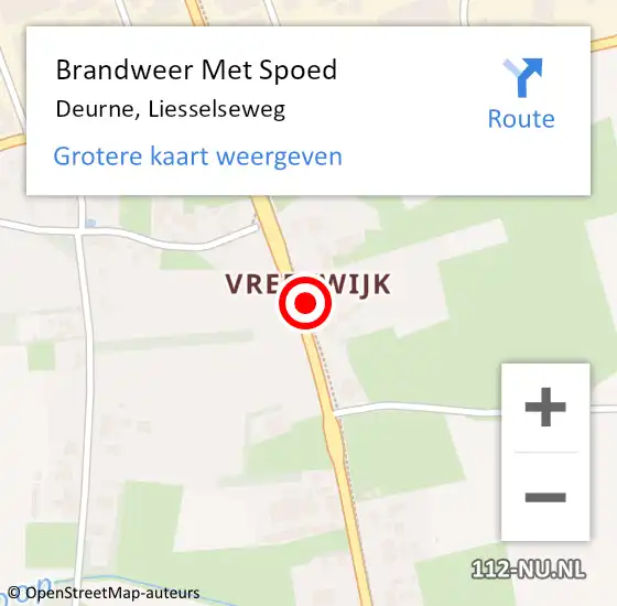 Locatie op kaart van de 112 melding: Brandweer Met Spoed Naar Deurne, Liesselseweg op 10 mei 2022 17:24