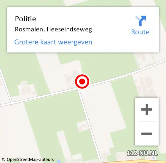 Locatie op kaart van de 112 melding: Politie Rosmalen, Heeseindseweg op 10 mei 2022 17:41